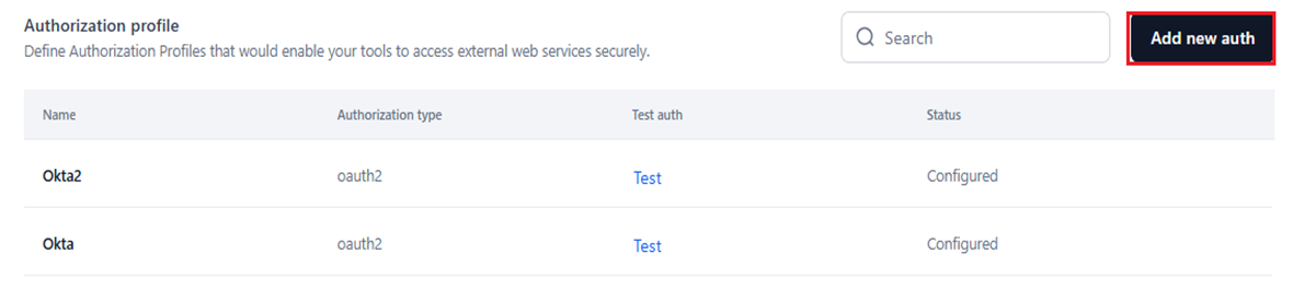 add new auth profile