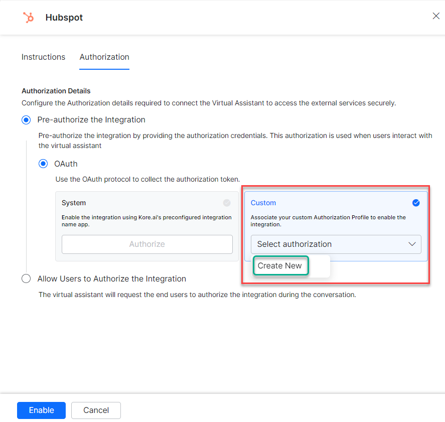 Create new auth