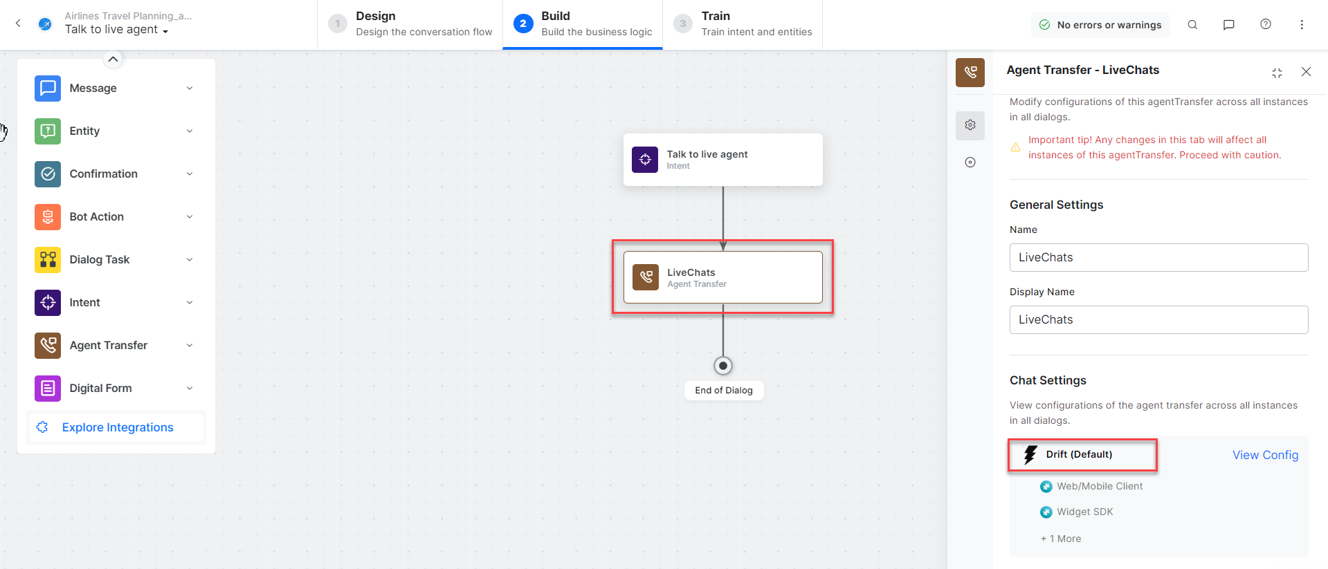 New Agent Transfer Node task