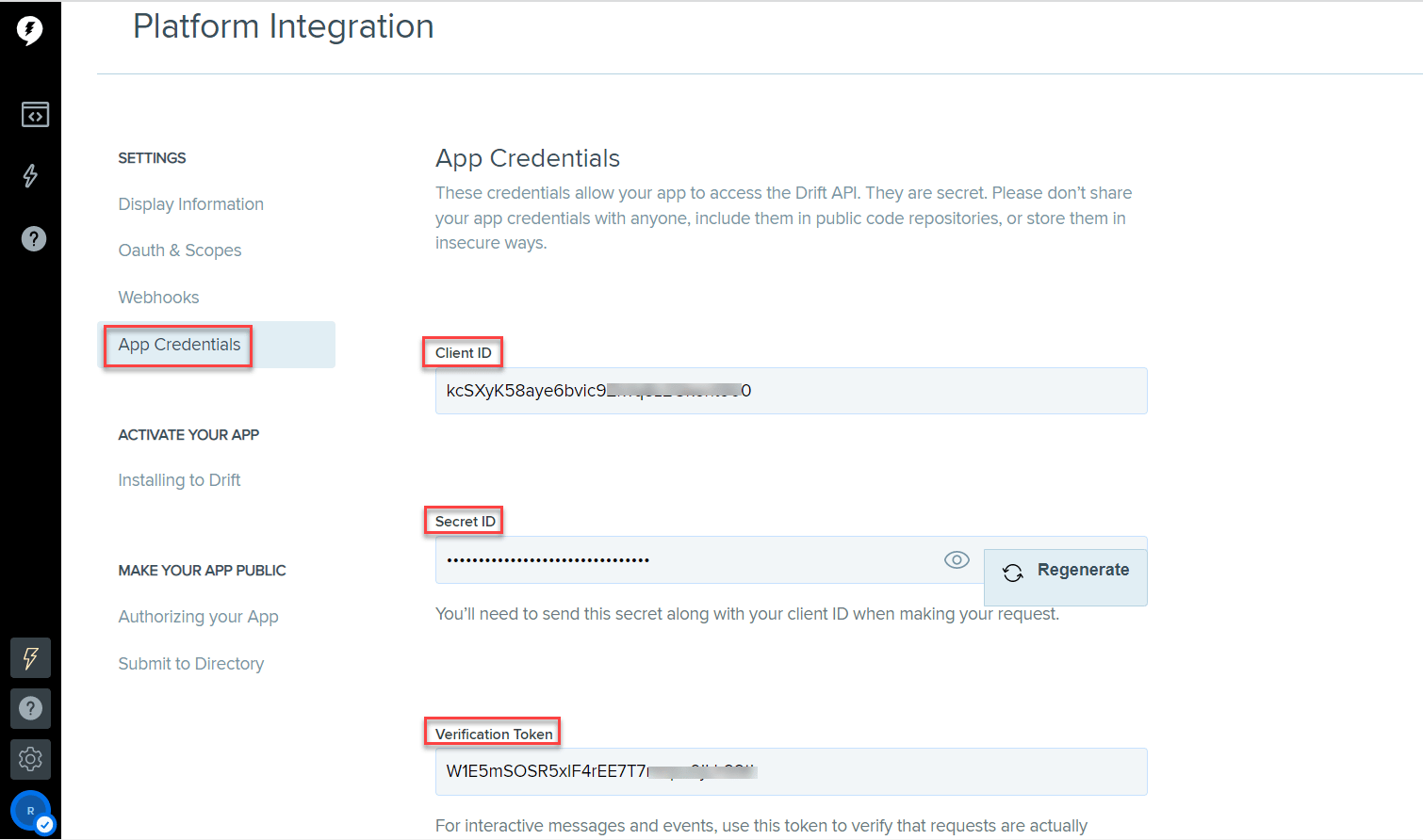 App Credentials