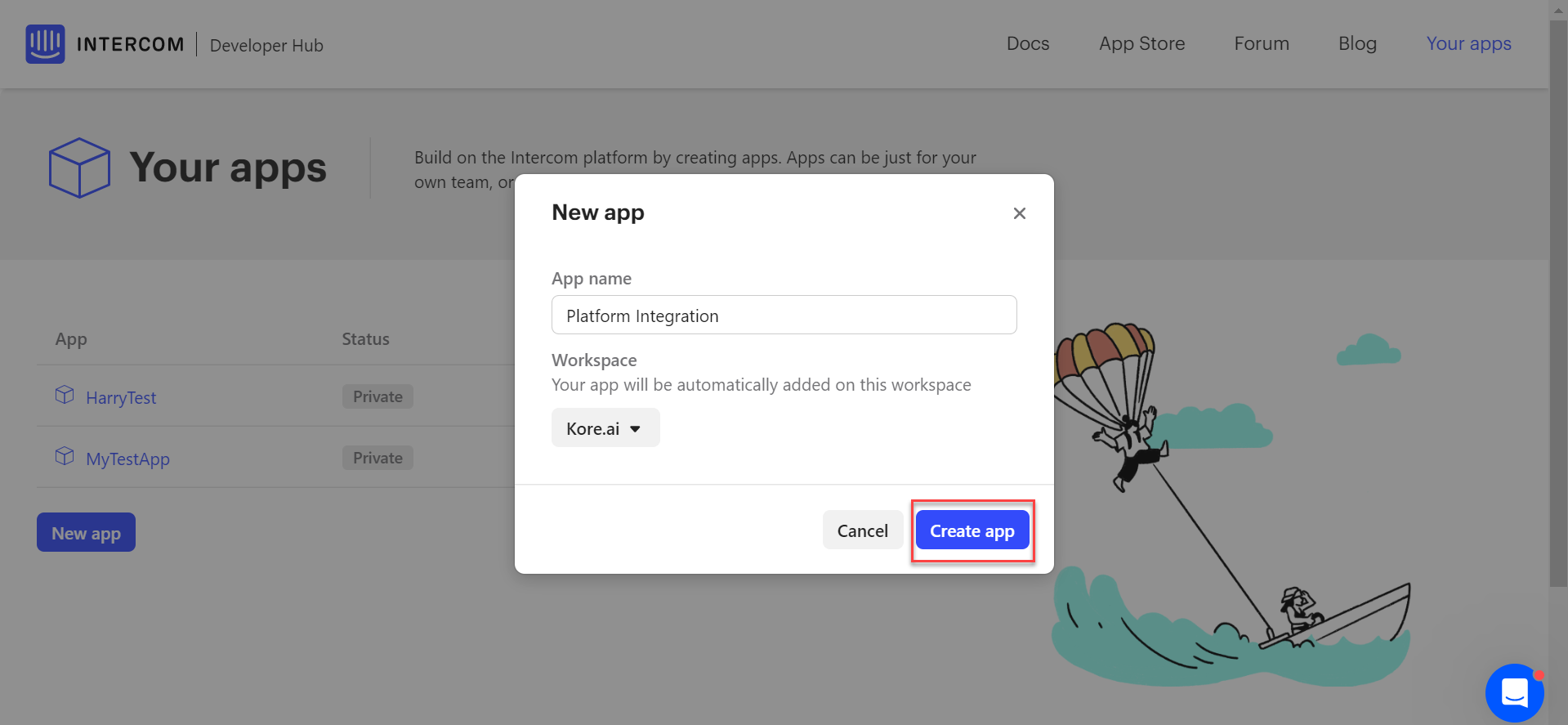 App name and workspace