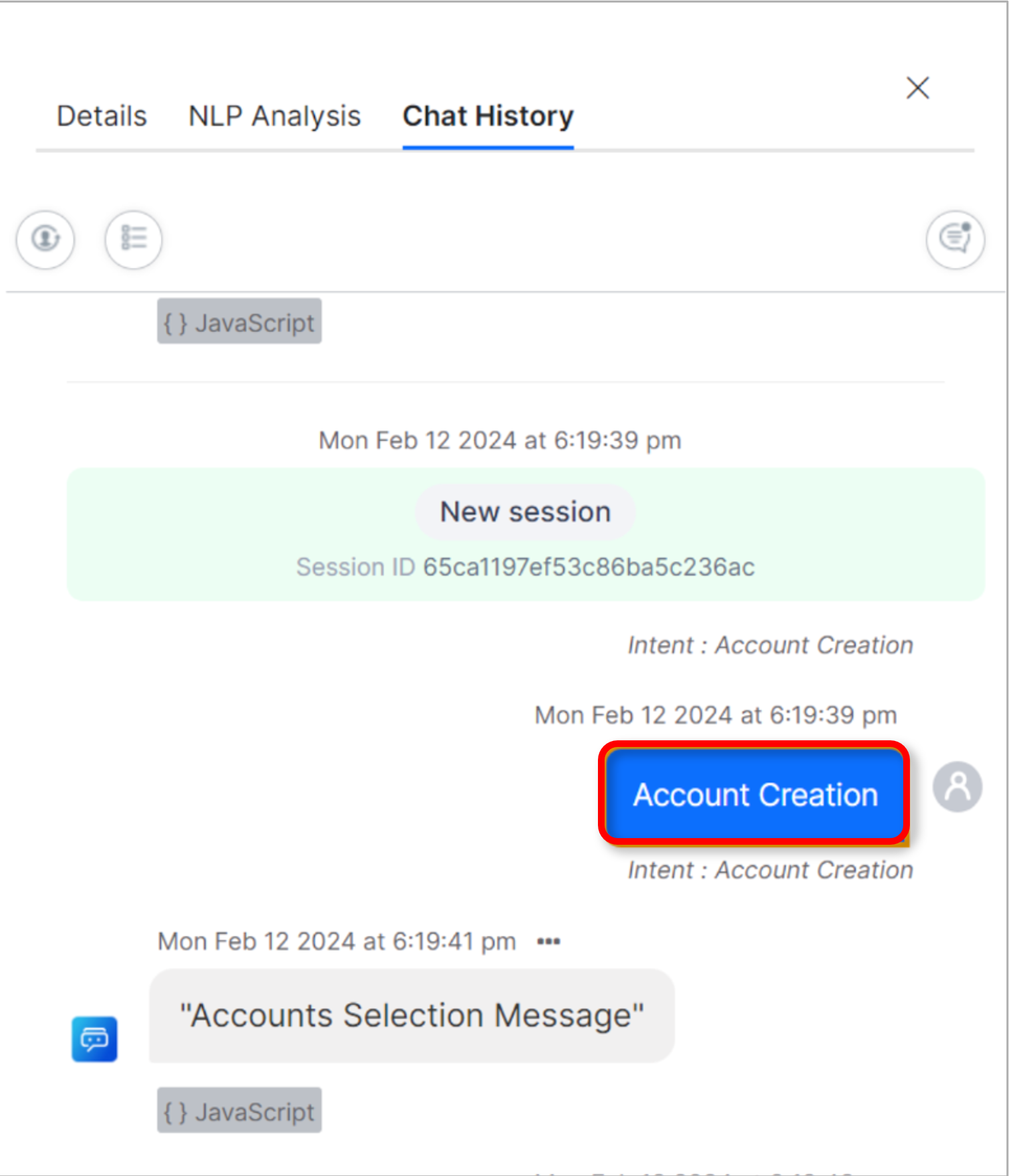 Chat history alternate message