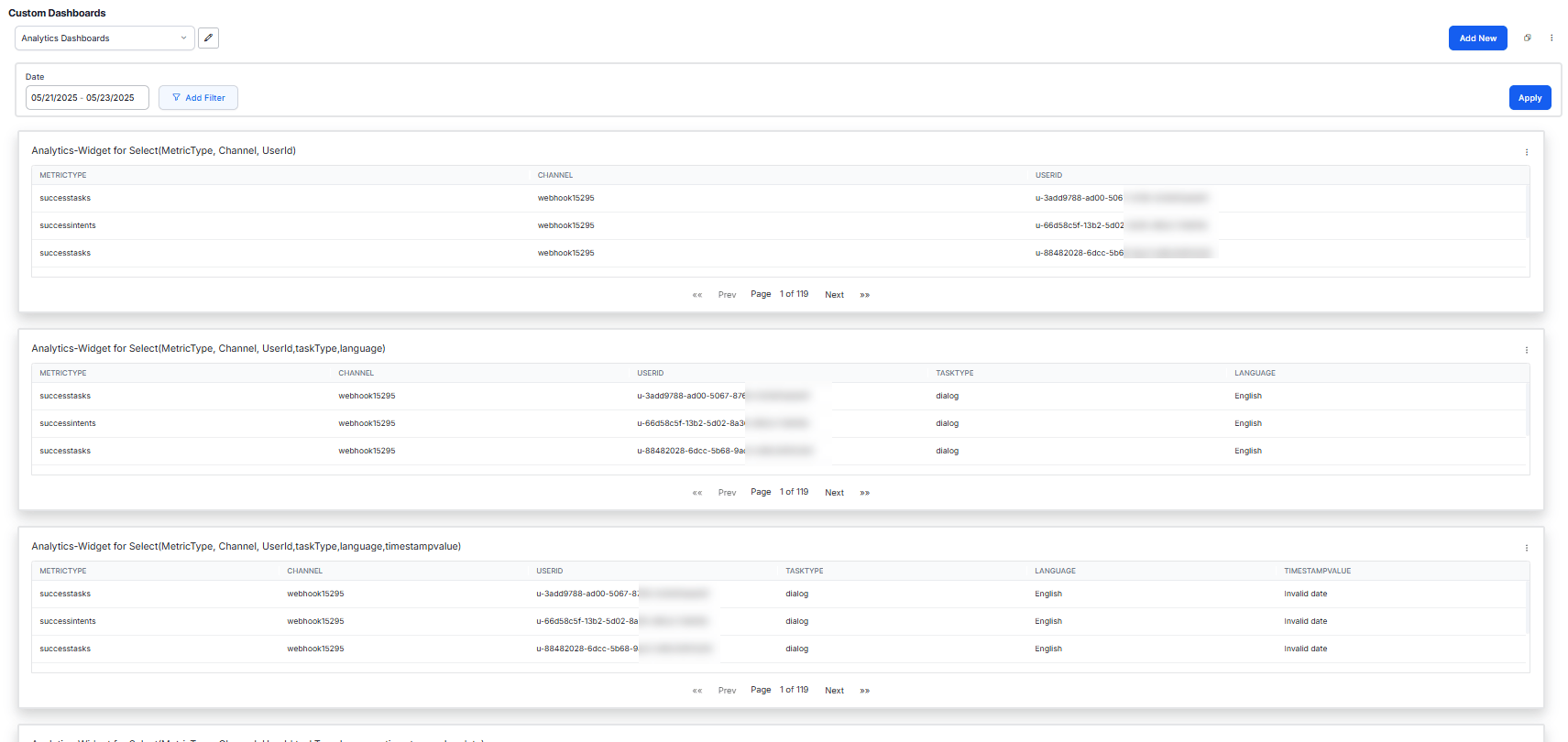 Navigate to Custom Dashboard