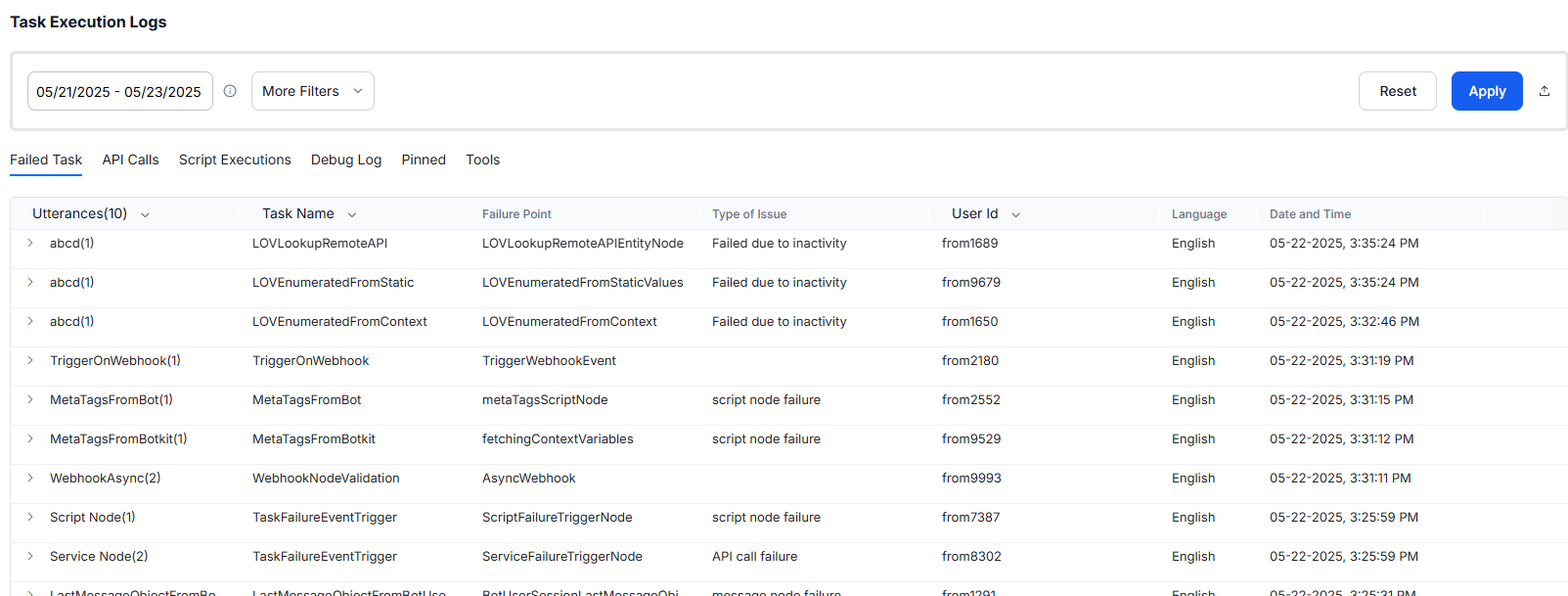 Navigating to Task Execution Logs
