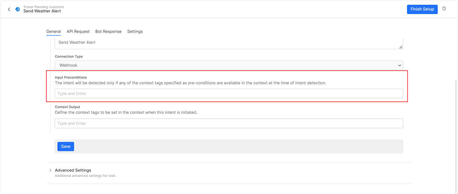 input preconditions