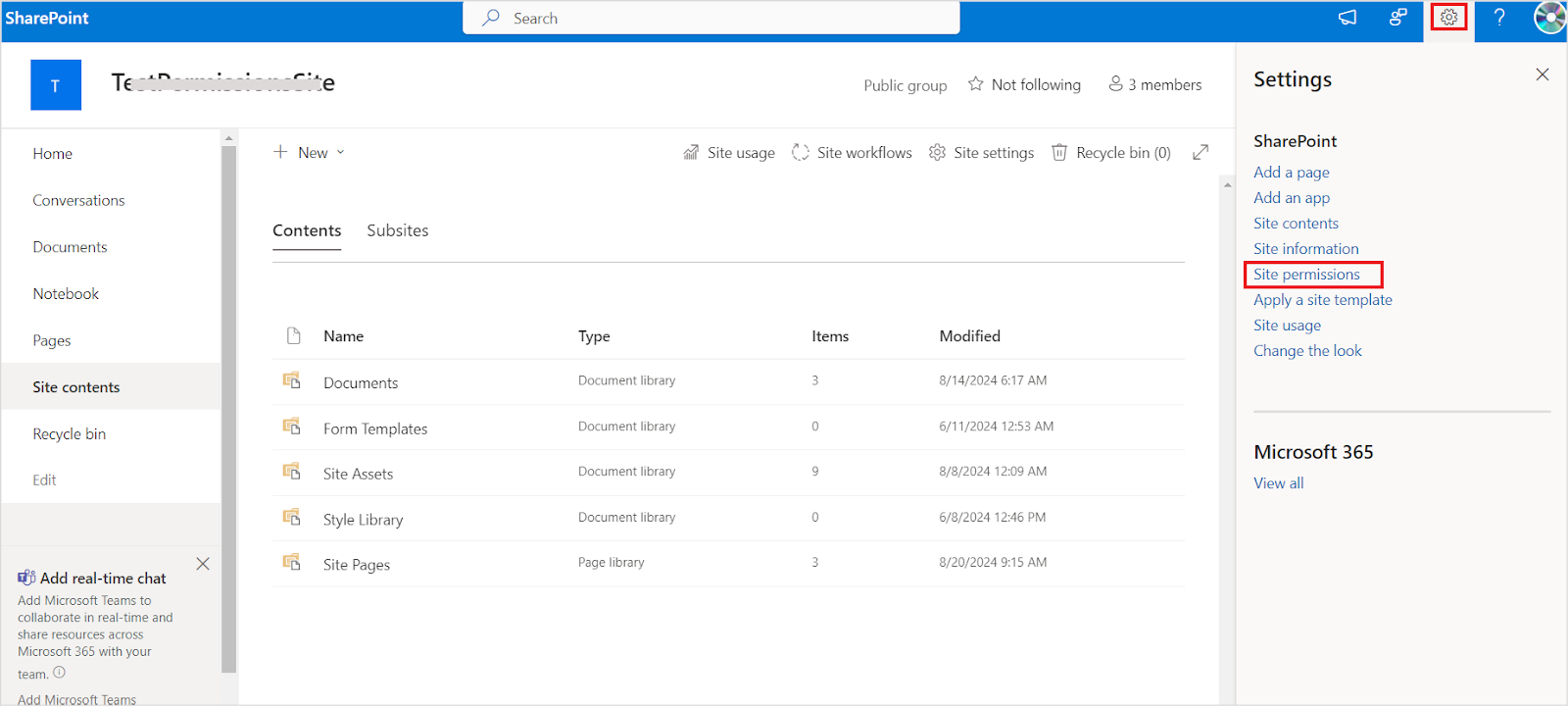 Site Permissions