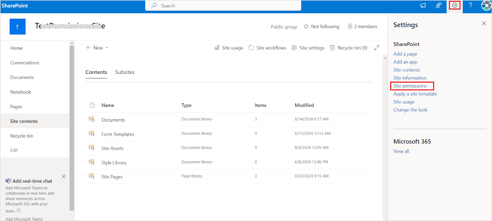 Site Permissions