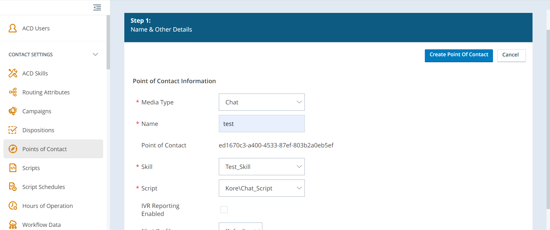 Contact settings