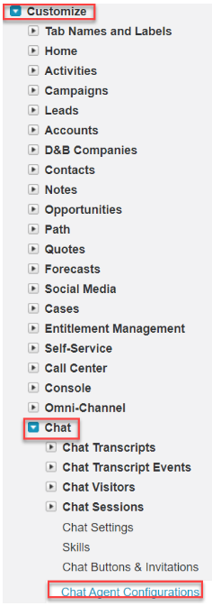 Live Agent section