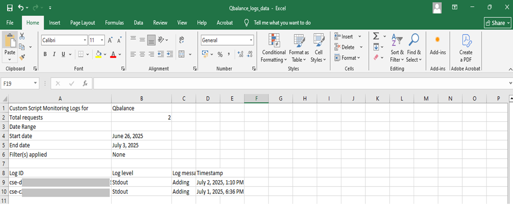 Logs schema
