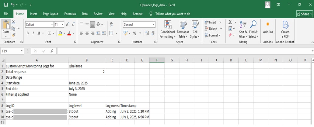 Logs schema