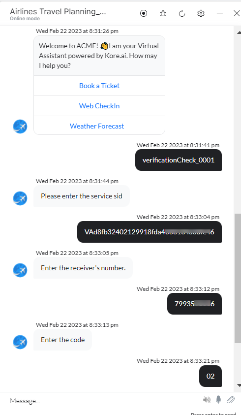 VA prompt - Enter phone number