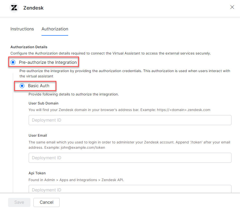 Auth type - Basic auth