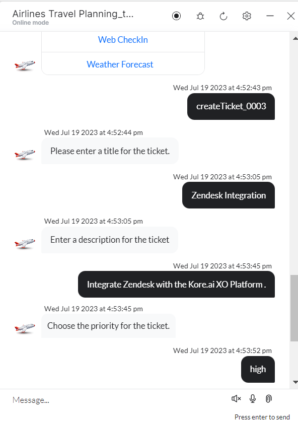 VA prompt to Create a Ticket