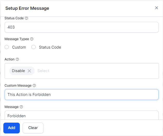 Setup Error Message