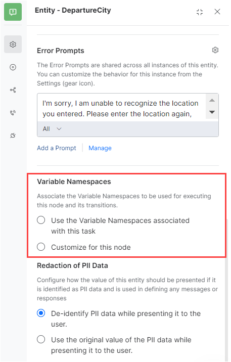 Variable namespace option in Component properties