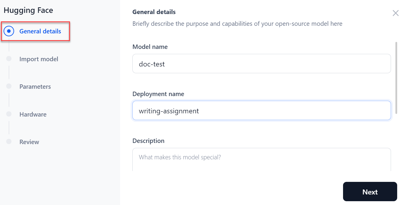 Deploy Hugging Face General Details