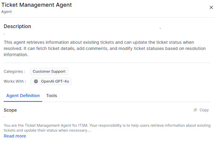 Agent details window