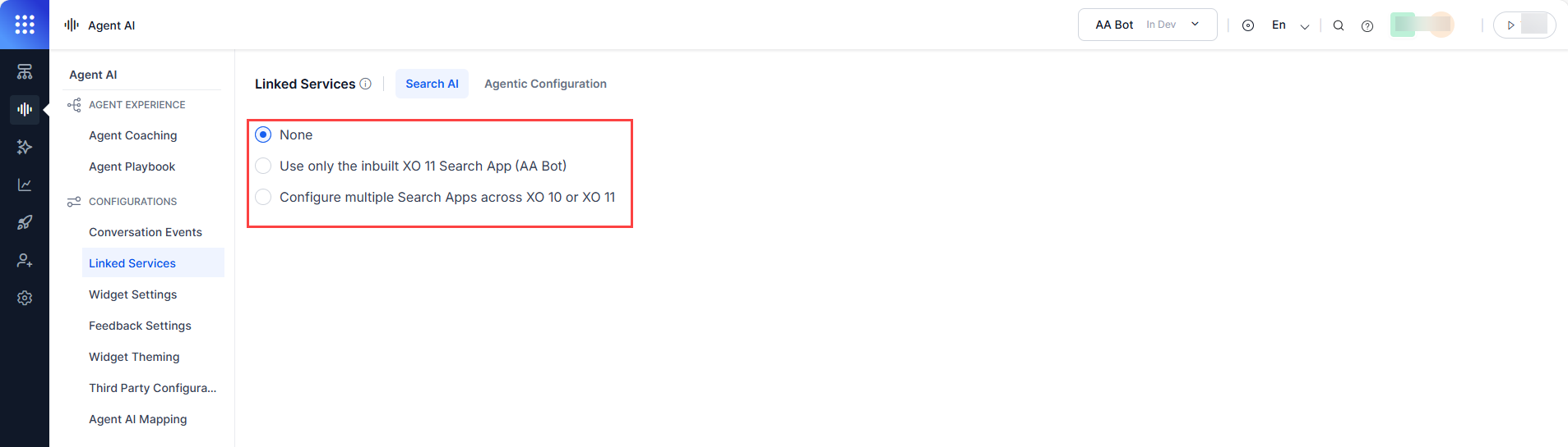 Search AI Configuration Options
