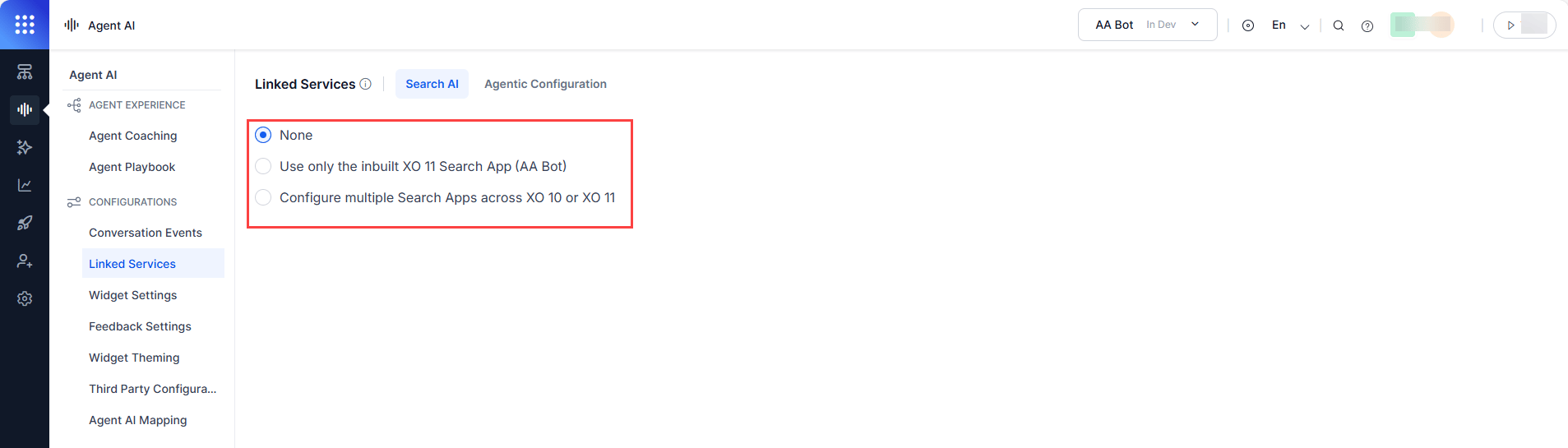 Search AI Configuration Options