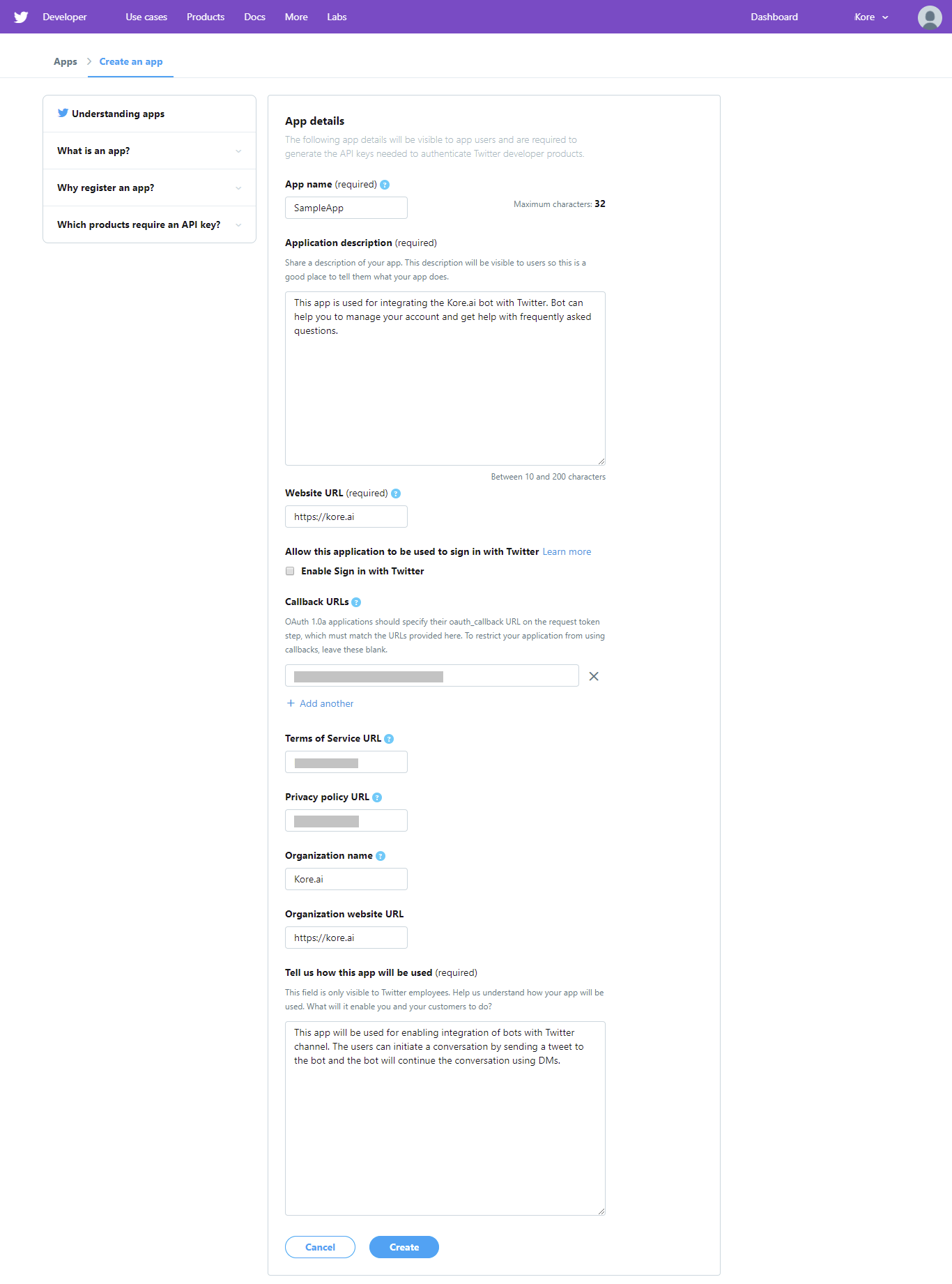 Twitter channel