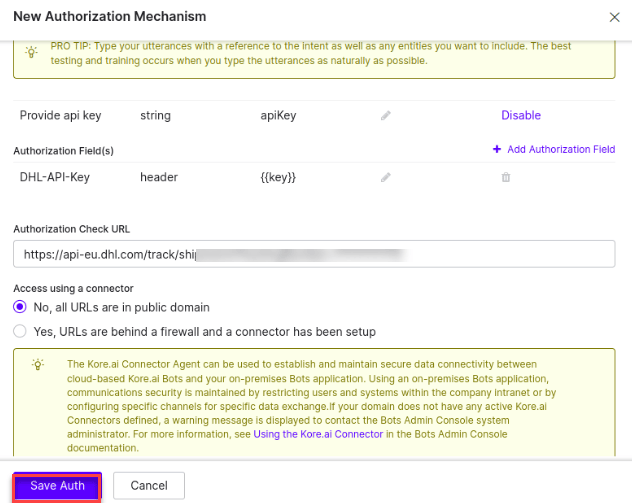 Auth credentials