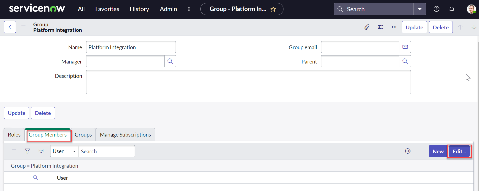 Edit group members
