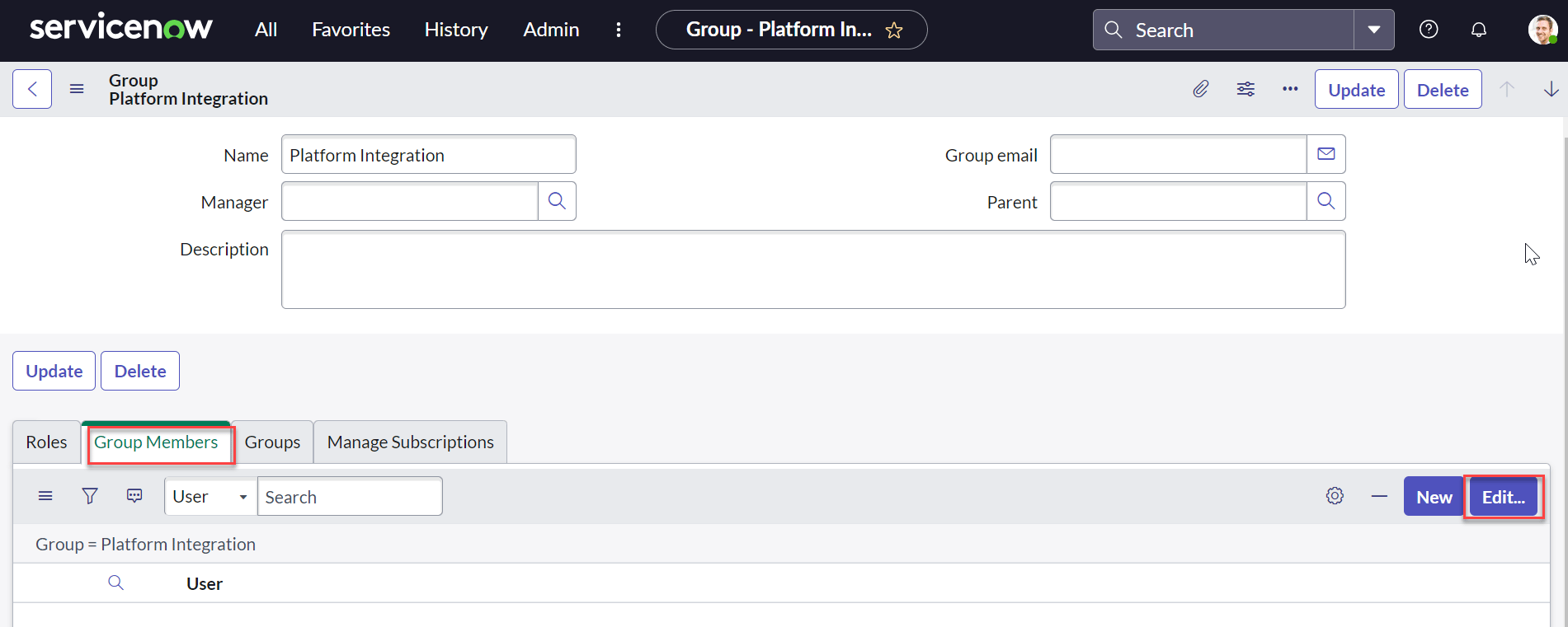 Edit group members