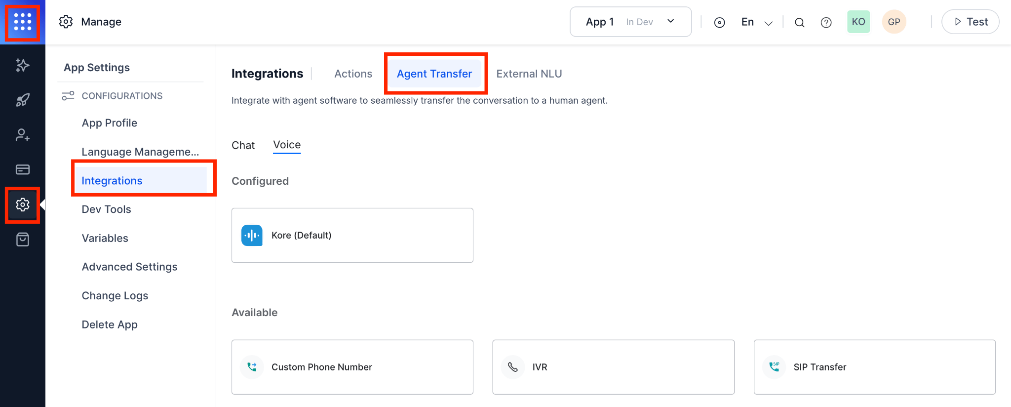 Agent Transfer Tab