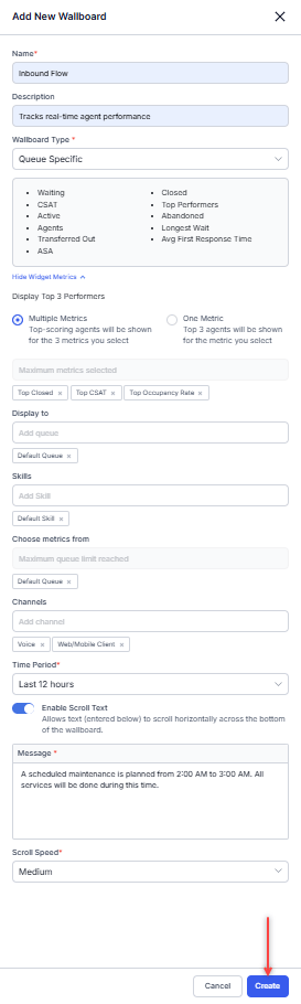 Create Queue Specific Wallboard