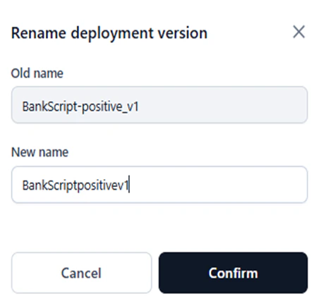 rename deployment version