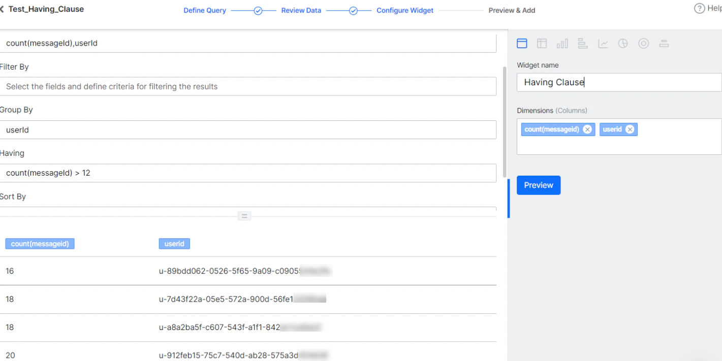 Filter Messages Having Clause 2