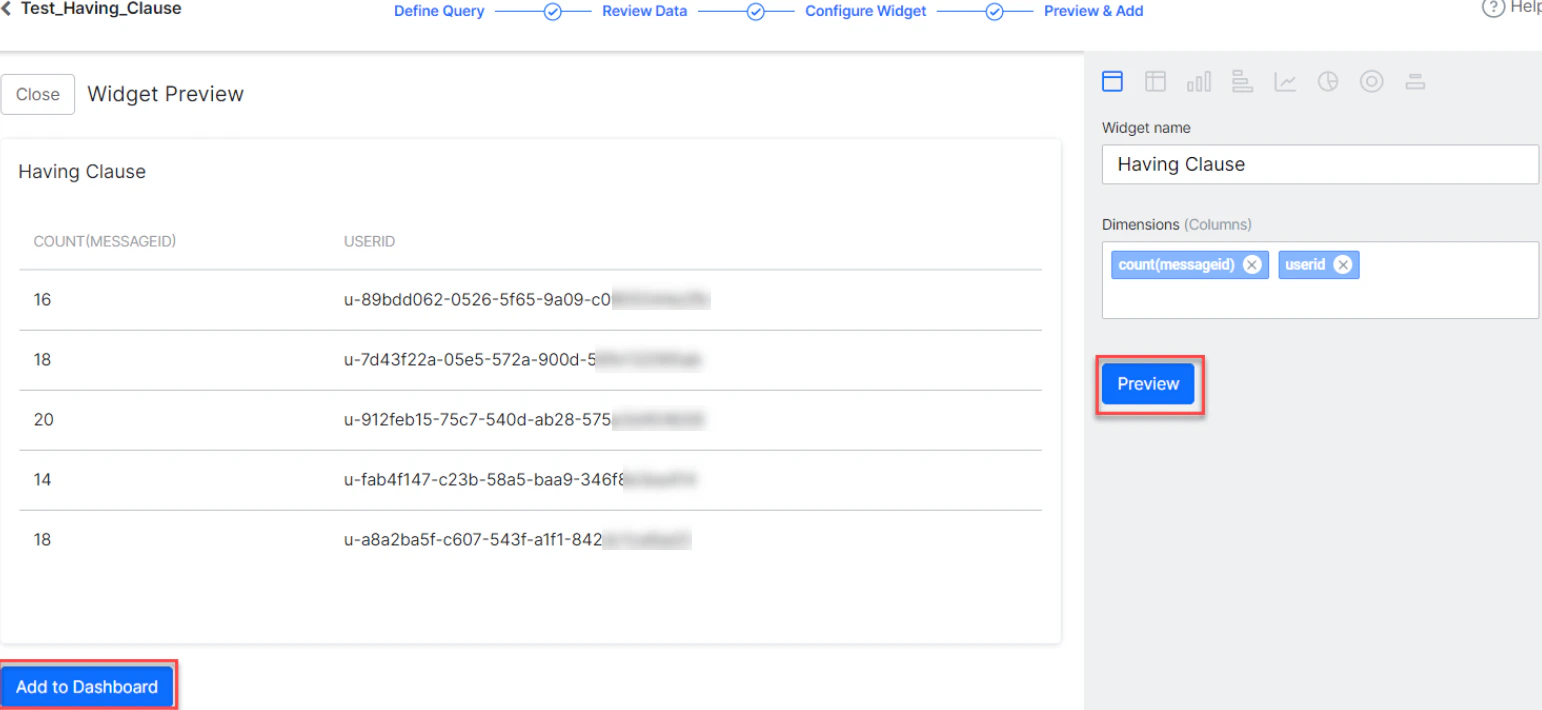 Filter Messages Having Clause Preview