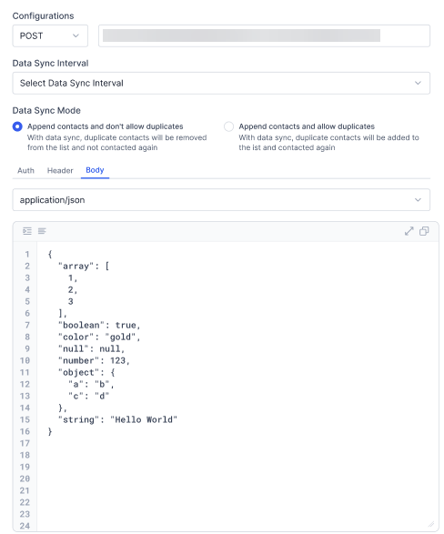 POST Method API Payload