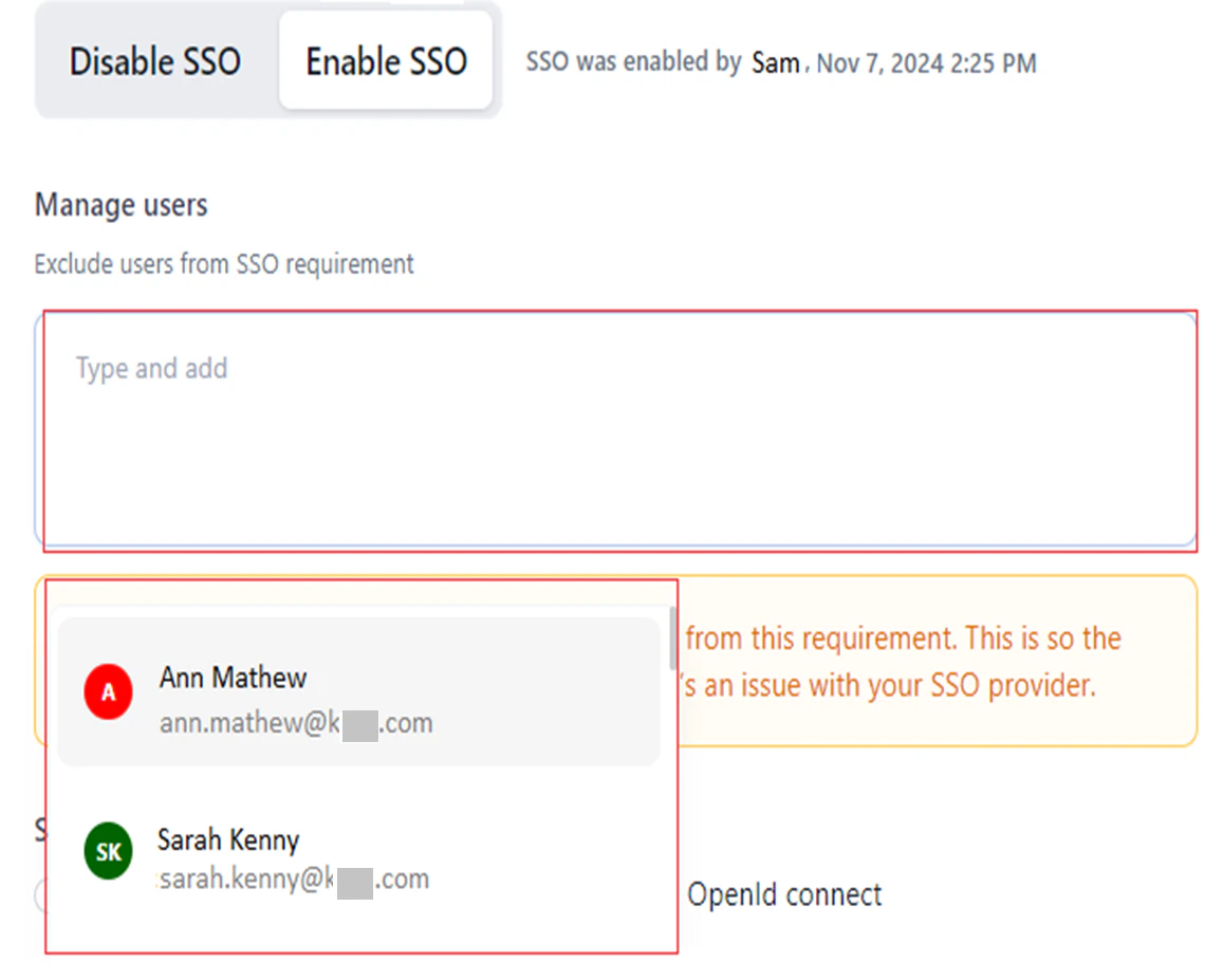 manage sso users