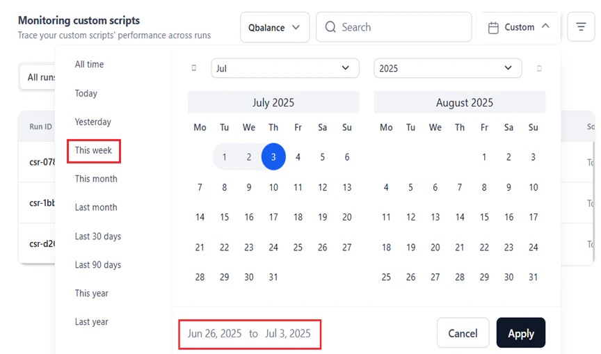 Default calendar selection