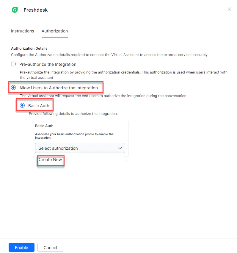 Create new auth profile