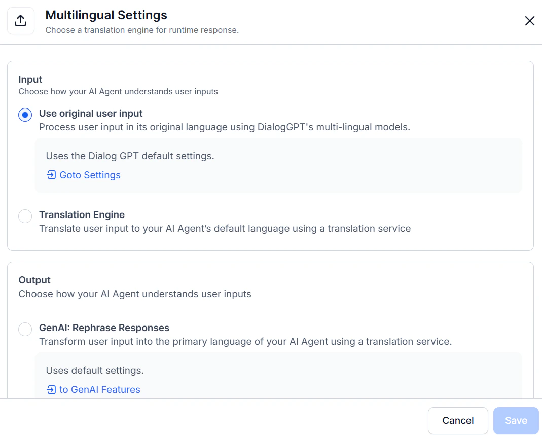 Multilingual setting