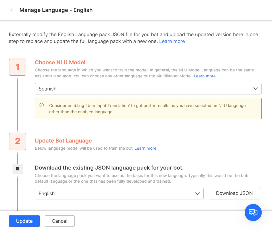Manage language