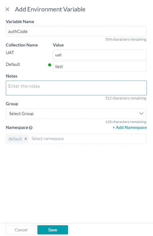 Enter details for the new variable