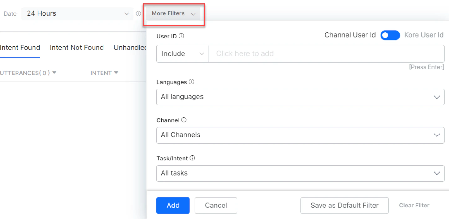 More Filters drop-down