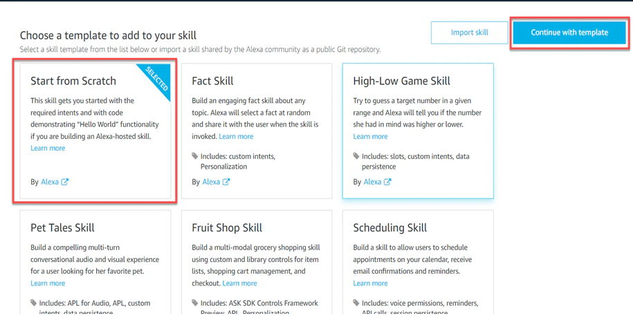 continue with template