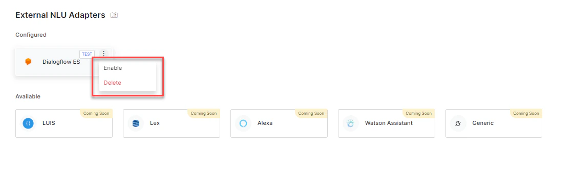 Enable External NLU Adapter