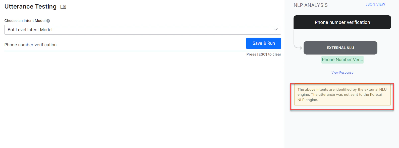 Intent detected by external engine