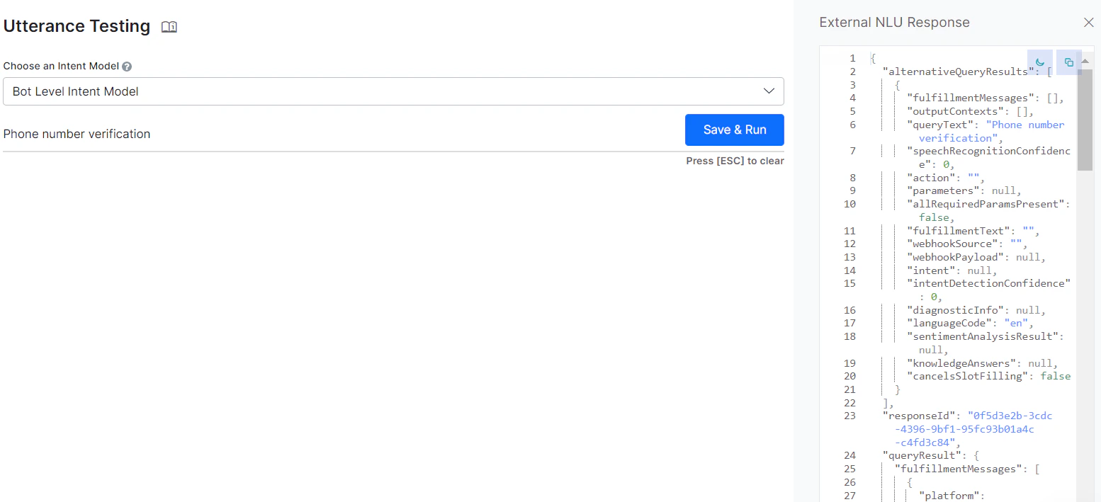View the API response in JSON format