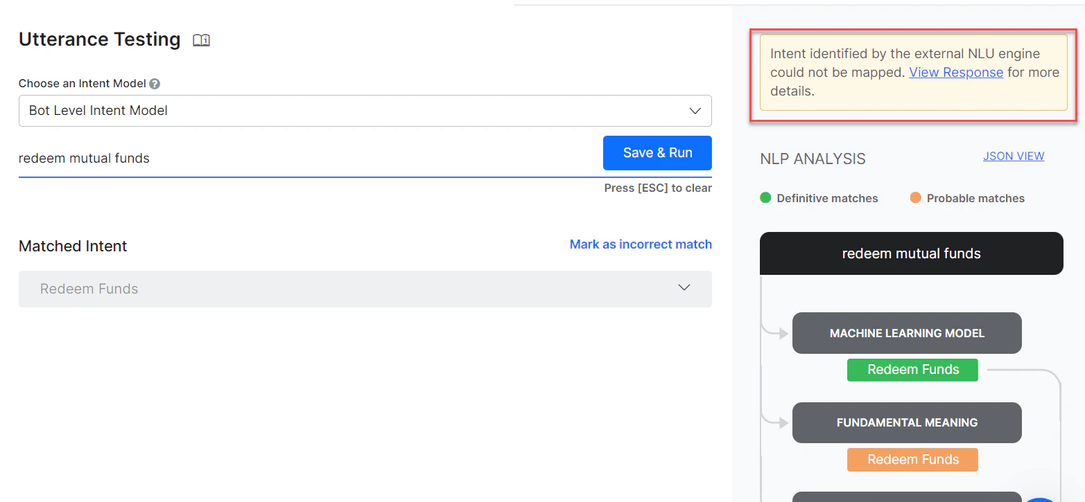 Intent detected but cannot be mapped
