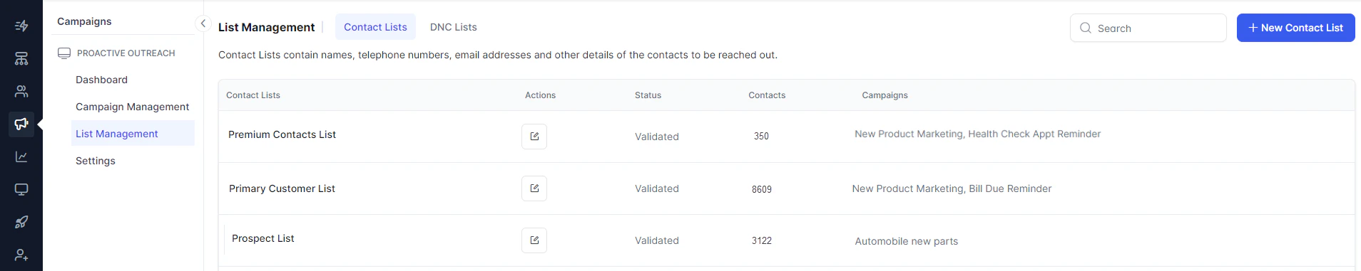 Managing Contact Lists