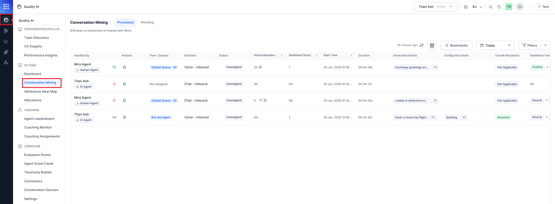 Conversation Mining Page