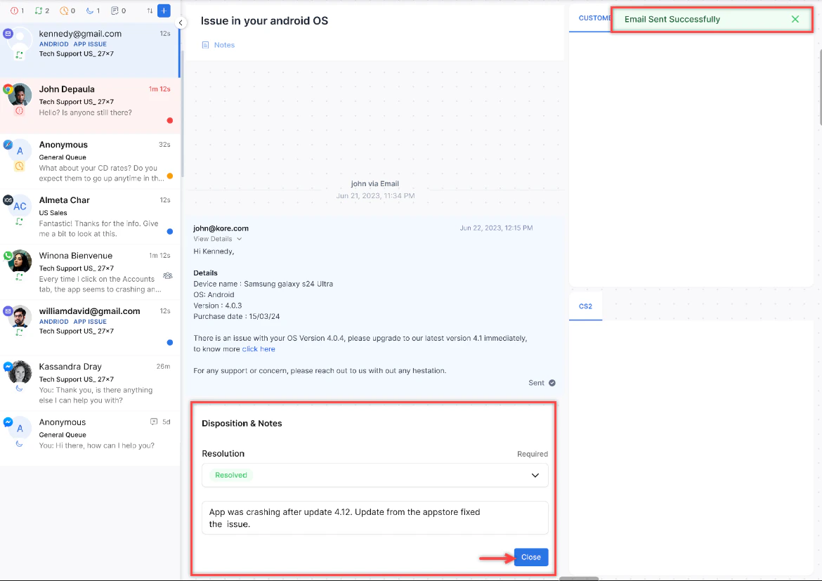 Disposition Sent Mail