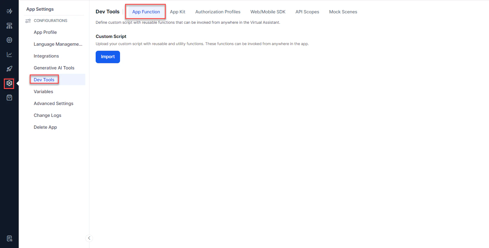 Navigate to App Function
